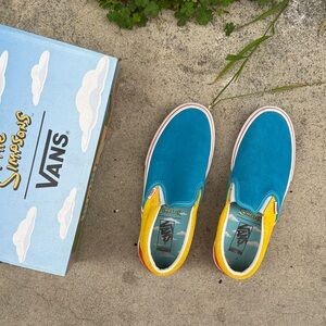 The Simpsons Teal and Yellow Slip-On Sneakers